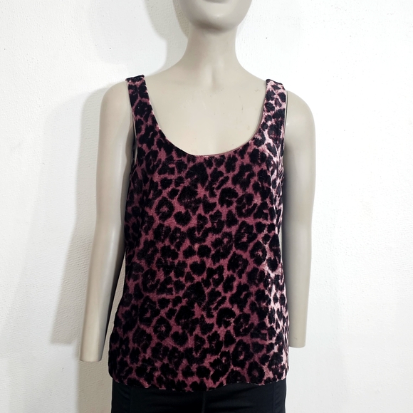 J. Crew Burgundy Leopard Velvet Tank Top - Picture 7 of 14